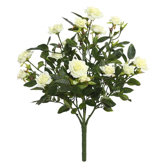 15" White Artificial Mini Diamond Rose Bush